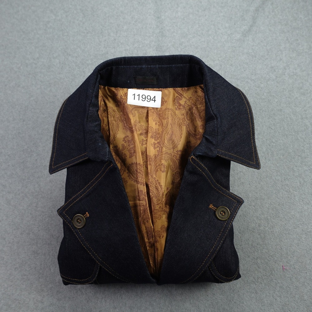 Bruno Rossetti Jacket Mens 48L Blue 70s‎ Paisley Lined Car Coat Denim Italy - Picture 15 of 15